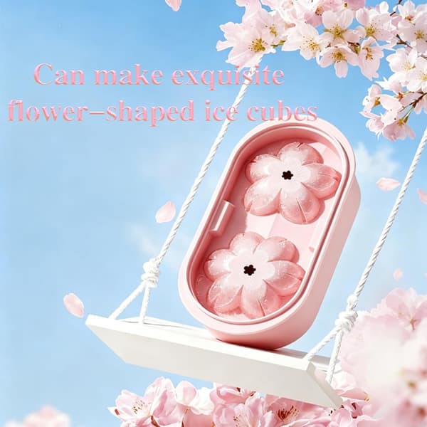 Ice Cube Mold - Cherry Blossom Ice Cube Trays with Lid, 2 Cavity Non-Stick Reusable Containers, Quick Release Cocktail and Drink Maker