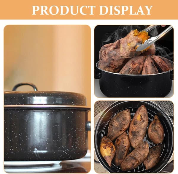 24 cm Multifunctional Frying Pot Enamelled Iron Kitchen Frying Pan
