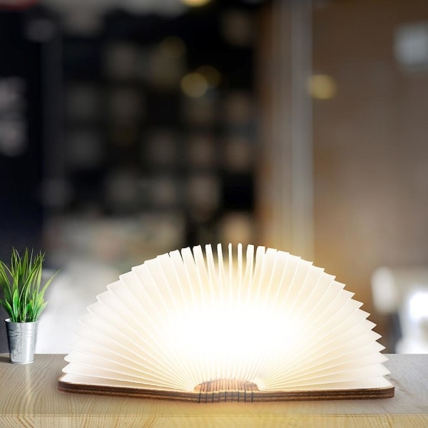 Bärbar USB-uppladdningsbar LED-magnetisk hopfällbar boklampa i trä