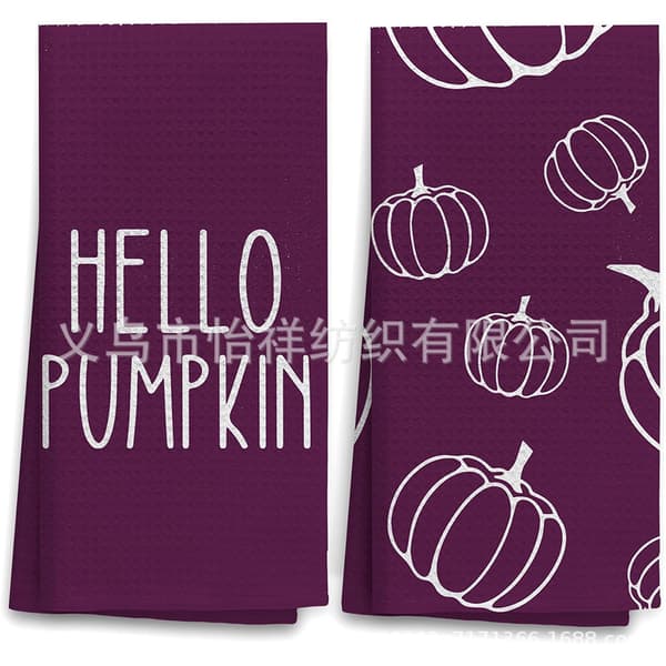 Pumpkin Pattern Dish Towel for Kitchen, Absorbent Decorative Cleaning Cloth with Autumn Design 2 45*66cm 2 45*66cm