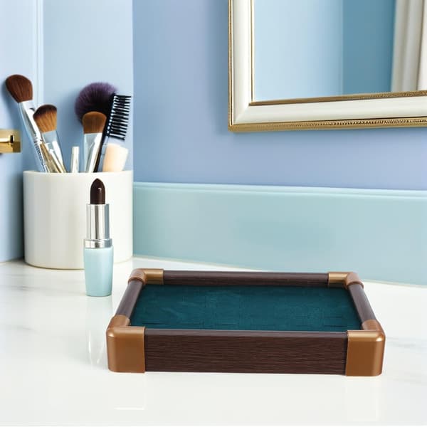 36-Grid Solid Wood Jewelry Tray with Green Frame - Ring and Earring Organizer