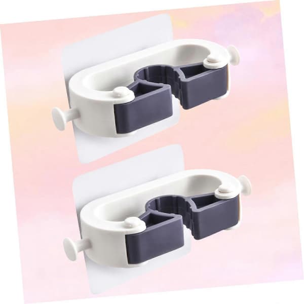 Wall Mounted Mop Holder 2-Pack Broom Organizer Rack Space-Saving Storage Hooks for Bathroom Kitchen Laundry Room Home Garage (FMY)