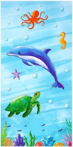 Badehåndklæde til børn – Ocean badehåndklæde 70 x 150 cm blød polyester absorberende badehåndklæde sport pool badehåndklæde til drenge piger