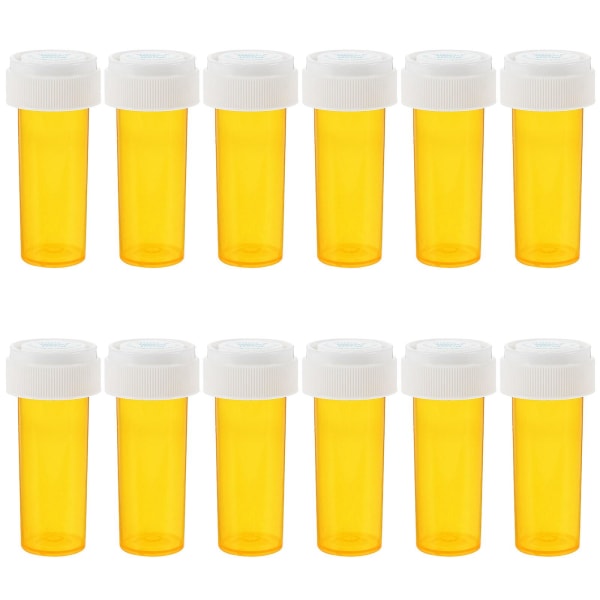 12 stk multifunktions pillerflaske Lille medicinflaske Transparent pillerbærer (30ml)Gul6.7X2.5CM Yellow 6.7X2.5CM