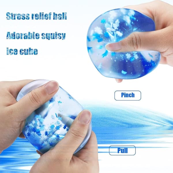 Squeezable Anti-Stress Cube — Sensory Toy with Ice Cube and Snowflake Design, Giant Squishy, Soft \"Gummy\" Texture, Effective Stress Reliever