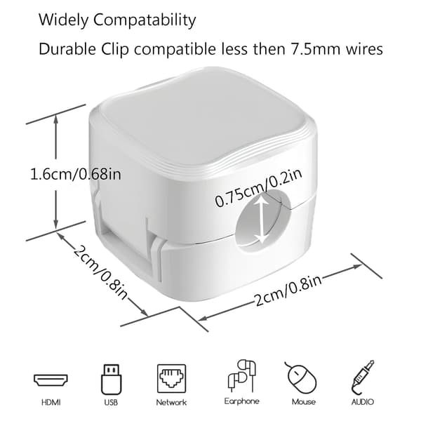 Magnetic Cable Holder, Desktop Cable Organizer, Hide Phone Charging Cable Holder (White)