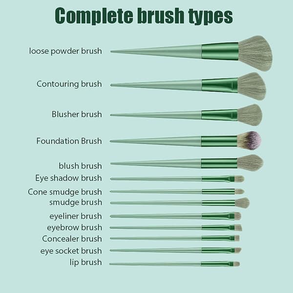 Makeup Brush Set, 13 Pieces Makeup Brushes with Bamboo Handles and Silver Ferrules, Essential Beauty Tools for Face, Eyes for Beginners