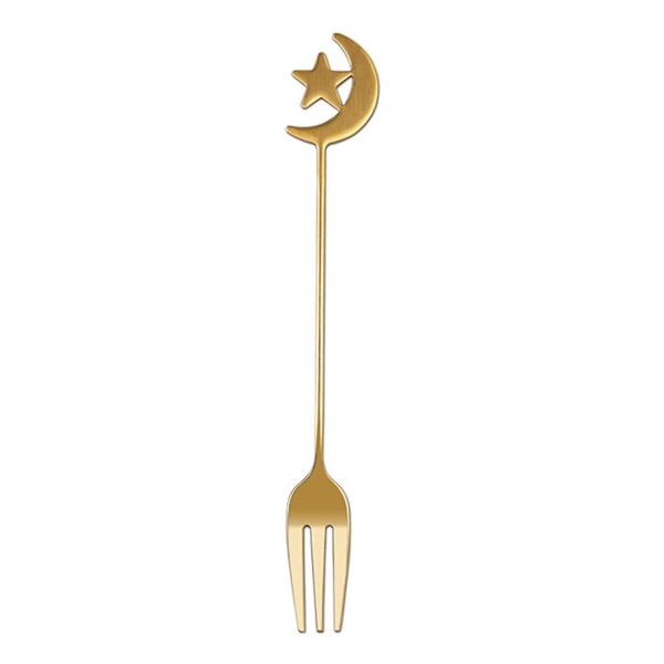 Spoon Fork Star Moon Pendant Stainless Steel Dessert Spoon TeaspoonMoon forkGold