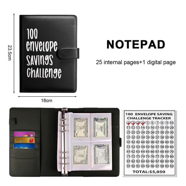 100 Envelope Challenge Folder, Easy and Fun Way to Save 5,050 SEK, Budget Folder Savings Challenge Book, Savings Challenges Budget Book Folder