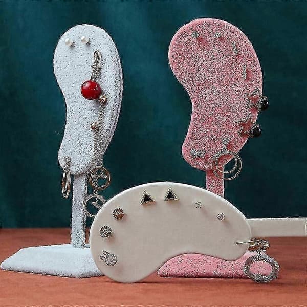 Mode Øreformet Øreringe Display Stand Mikrofiber Øreringe Holder Øreklips Stud Øreringe Display Stand Pink
