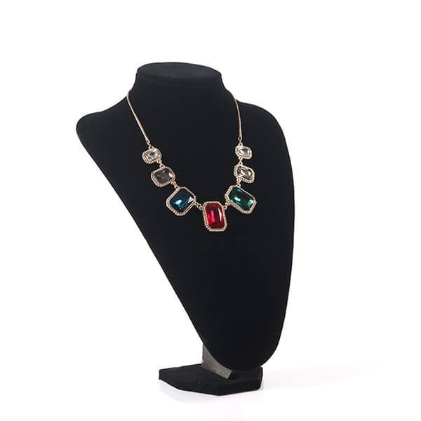 Sort fløjlssmykkestativ, 2-delt halskæde display buste ve