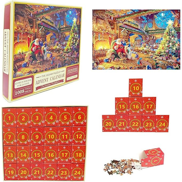 Kausikampanja! Laadukas Palapeli Joulukalenteri 2024 - Joulupalapeli 1008 palalla, Monivärinen Monivärinen MultiColor 840
