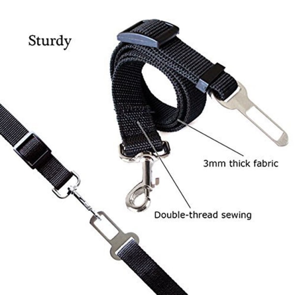 4-pack justerbart bilbälte för hundkatt, säkerhetskablar Bilsele för fordonssäte, nylon -svart
