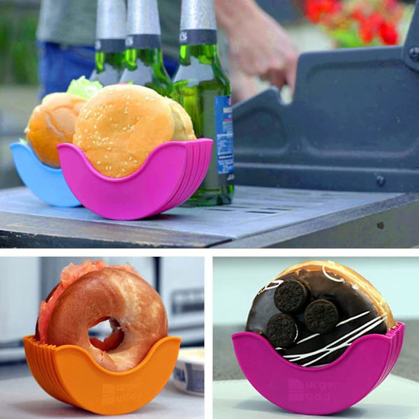 Justerbara Hamburgerhållare i Silikon, Fasta Hamburgerlådor, Återanvändbara Hamburgerhållare För Burgerälskare (4-pack)