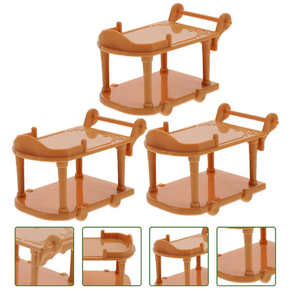 3 stk Mini Spisevogn Modell Ornamenter Barn Lekestue Leke Mikro Fotorekvisitter 6X3.7X3.8CM
