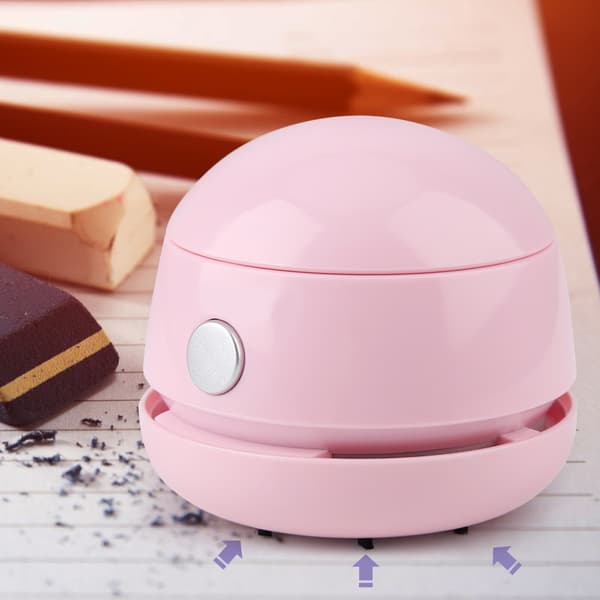 Mini Rechargeable Portable Desktop Vacuum Cleaner Dust Bin Cleaning Machine (Pink)