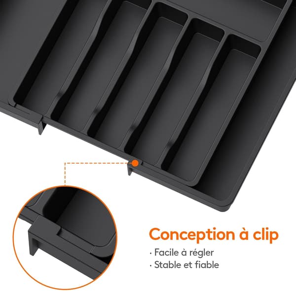 Cutlery Tray, Expandable Cutlery Insert for Drawer, Adjustable Drawer Organizer for Kitchen