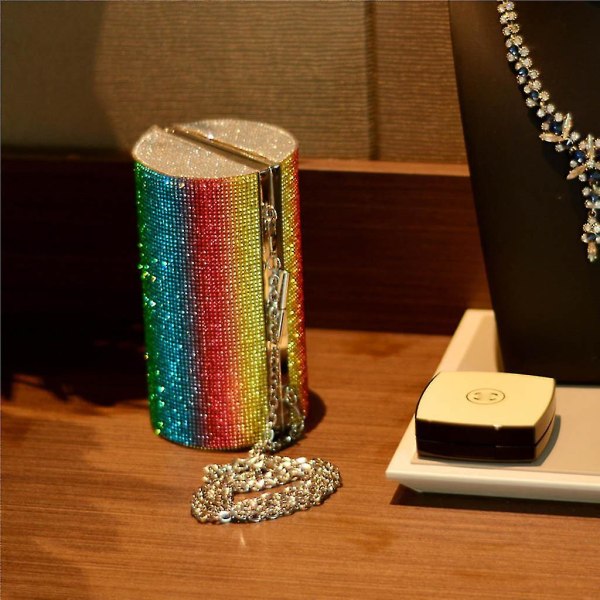 Värikäs tekojalokivi käsilaukku Naisten Clutch Crystal laukku Tyylikäs paljetteja ilta