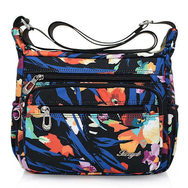 Nylon Blomster Multi-lomme Crossbody Taske til Kvinder Rejsetaske Style 5
