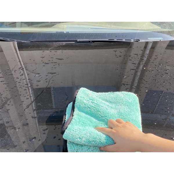 Høytetthet dobbeltsidig korallfleece bilvaskeklut, tykk bilvaskklut 40 * 40 cm (2 stk grønn)