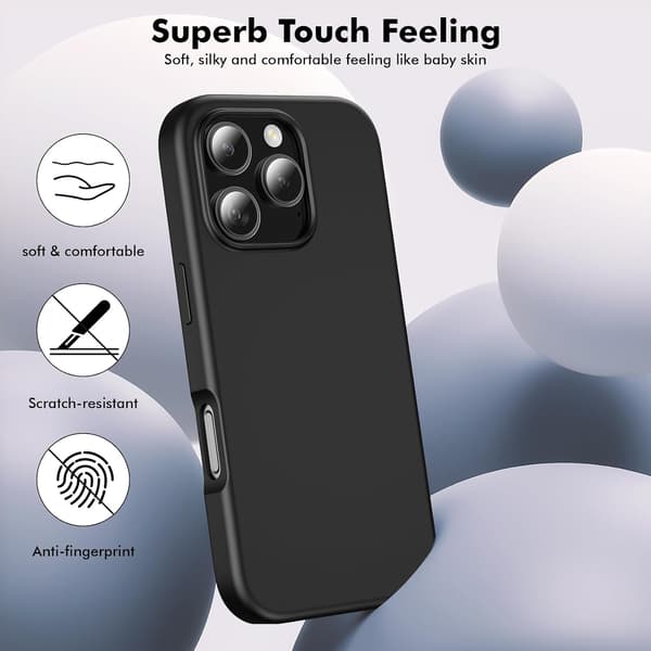 Silicone Case Compatible with iPhone 16 Pro Max Case Soft Ultra-Thin Protective Shockproof Liquid Silicone Phone Case, 6.1 \" Midnight Black