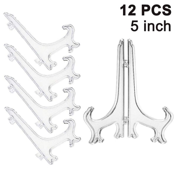 Plastic Easels 12 Pack Clear Easel Stands Easel Display Stand for Photo, Light Items - Perfect for Wedding Cards, Party, Party Decorations (5 Inches)