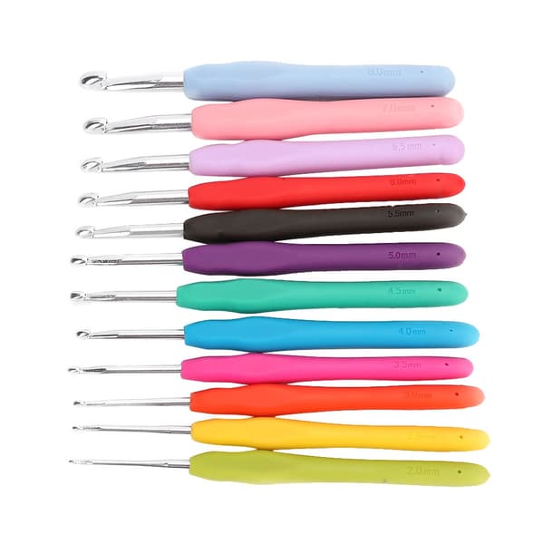 2.0-8.0mm Soft TPR Handle Crochet Hook Set, Common Knitting Needle Accessories with Case (35 Pcs)