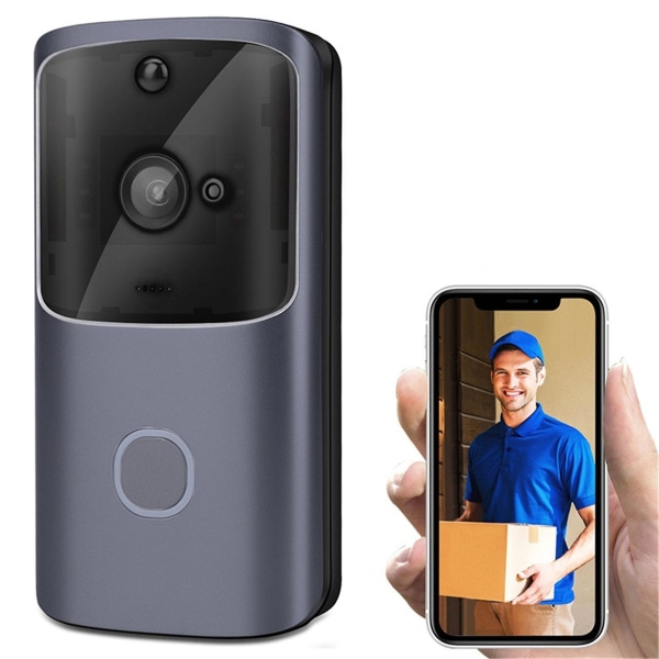 M10 Trådlös WiFi Dörrklocka Smart Videotelefon Visuell Intercom Dörrklocka Säkerhetskamera Grå