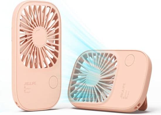 Portable Rechargeable USB Fan, Small Handheld Fan, 3-17 Hours Usage, 4 Speeds, Foldable Desk Fan, Pink