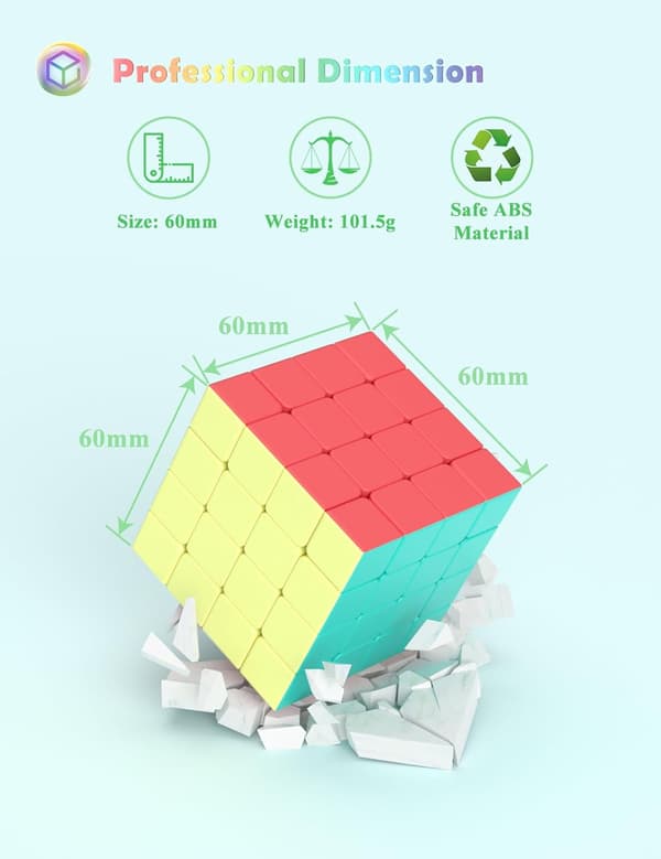 Speed Cube-4x4x4 Stickerless Magic Cube Macaron Vivid Color Fast Cubing for Classroom Training Puzzle Toy Cube 6x6x6cm 4x4 4x4