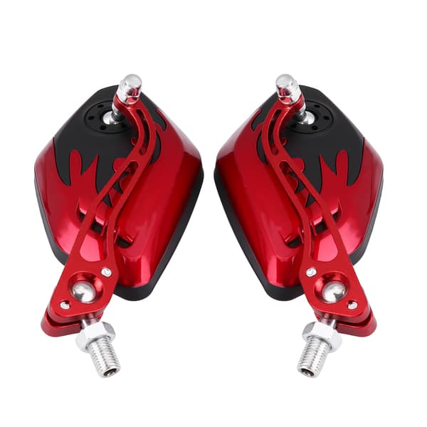 1 Pair 8mm 10mm Universal Motorcycle Scooter Aluminum Flame Pattern Rearview Mirrors Red