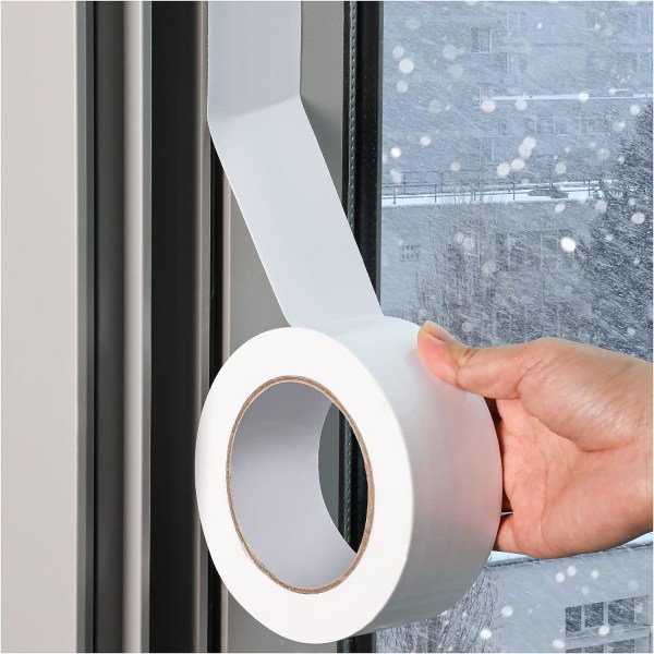 2-Inch x 33ft，White Window Weather Sealing Tape, Window Draft Isolation Sealing Film Tape, No Residue, Surface-Safe, Rem