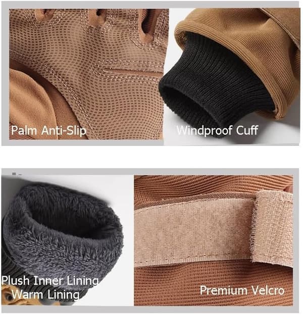 Winter Motorcycle Gloves, Tactical, Waterproof and Windproof, Touchscreen Compatible, Cold Weather Gloves, Black, Size L