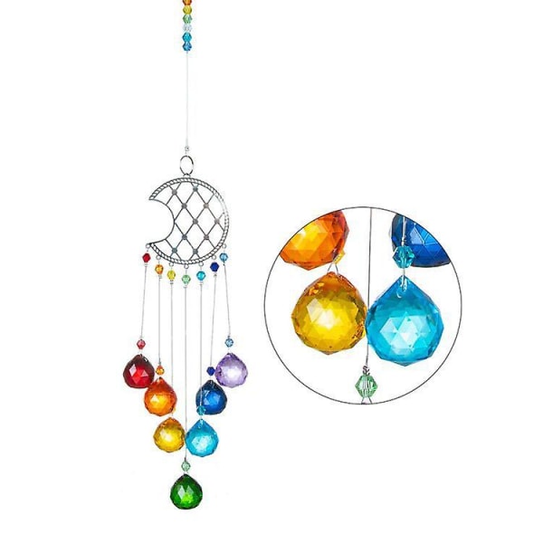 Bärbar månregnbåge i metall med 7 färger Prismhänge i kristallglaskula (1 stycke, flerfärgad)