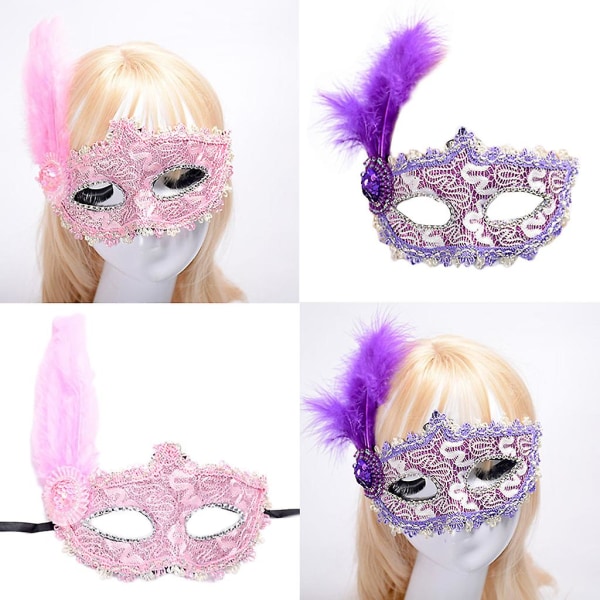 Maskerademaske Kvinner Venetiansk Maske Fest Prom Voksen Spill Karneval Party Black