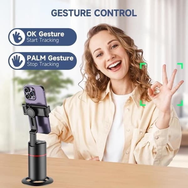360° Automatic Face Tracking Tripod, Smartphone Holder, Selfie Stick with Wireless Remote Control for Video, Di