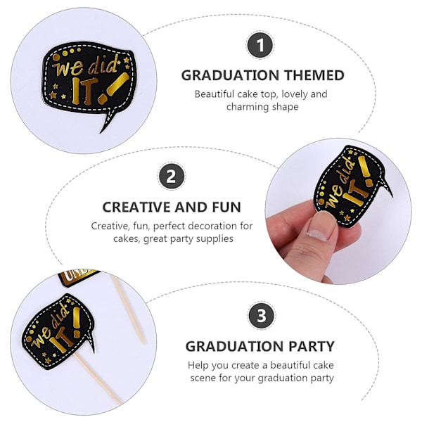 36 stk. 2021 Kreative Graduation Kage Toppers Kreative Kage Picks (som vist) 9x4.5cm