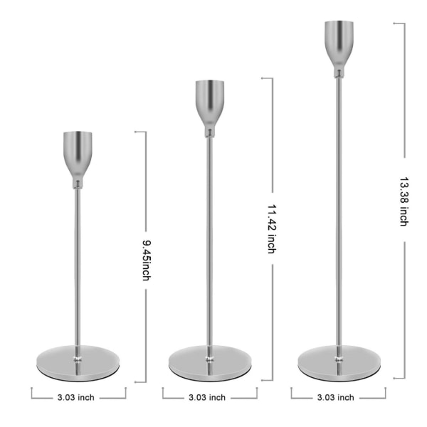 Hopeakynttilänjalat 3 Sarjaa Eri Kokoja, Korkeat Kartiomaiset Kynttilät Koristeelliset Metalliset Kynttilänjalat, Retro Hääillallinen Ruokapöydän Kynttilänjalat