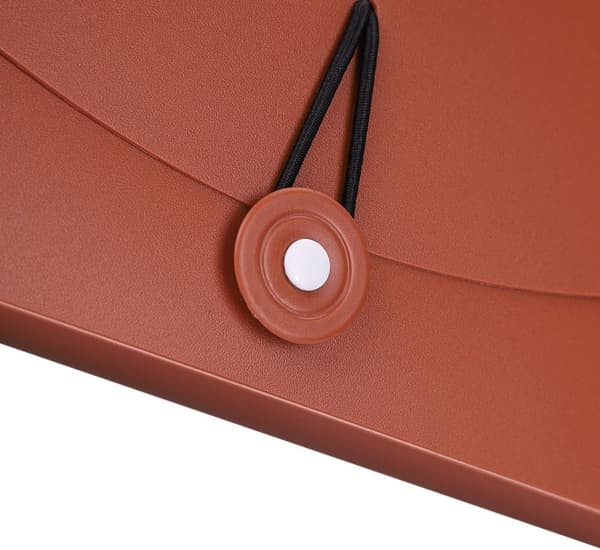 Small Expandable Polypropylene Folder (Brown-Red), Portable Accordion Case with Elastic Cord Closure, Cla