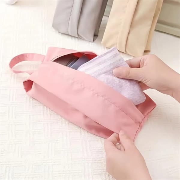 Set med 3 resväskor – 600D Oxford-tyg – 28 x 10,5 cm – Rosa + Beige + Grå