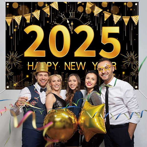 Gott Nytt År Bakgrund, Gott Nytt År Dekorationer 2025 2025 Banner Nytt År för Nyårsafton Festtillbehör 2025