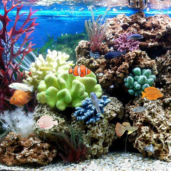4 stk. silikonefisk, kunstig guldfisk akvarium ornament