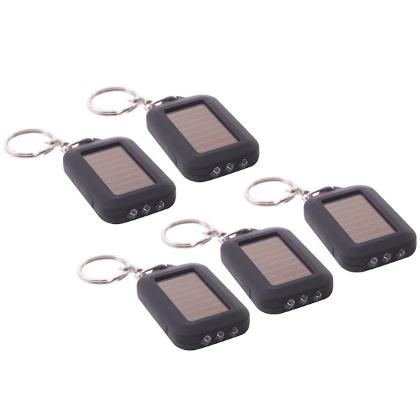 5 st Survival Gear Fackel Nyckelring Solcellsdriven Ficklampa Nyckelring Ljuslampa Mini Ficklampa Svart Black 6X3.5X1cm