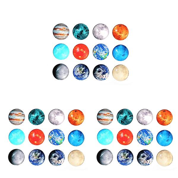 36 stk Cosmic Moon Planet Series Magneter Whiteboard Magneter Runde Glas Køleskabsmagneter Klistermærker Hom 36 pcs
