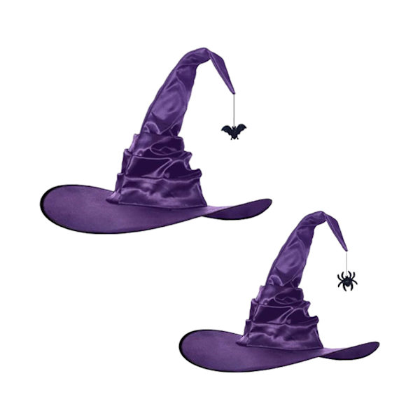 Heksehatte til kvinder Halloween Store Rynkede Huer til Fest Maskerade Cosplay Kostume Tilbehør DailyViolet Violet