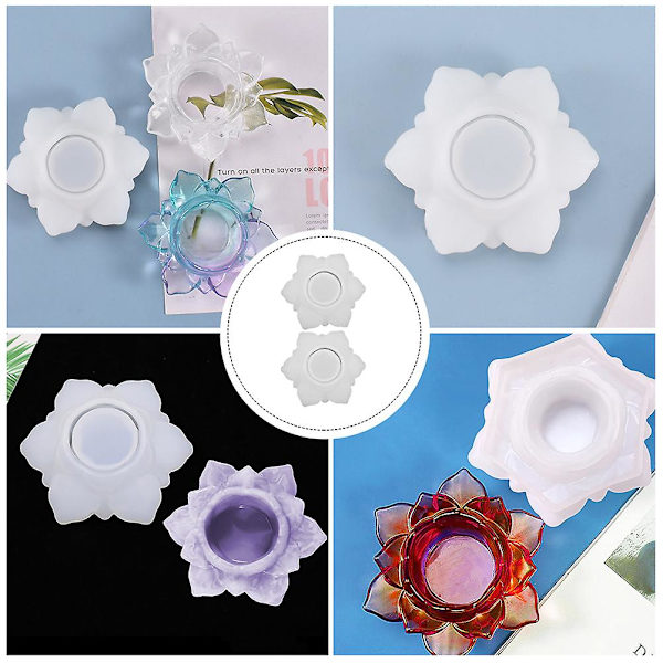 2 stk Ornamentbrett Håndverksform Støpeformer DIY Silikon Lysestake Silikon Støpeform