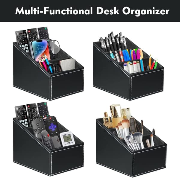 Remote Control Organizer with 4 Compartments, Storage for Remote Controls and Mobile Phones