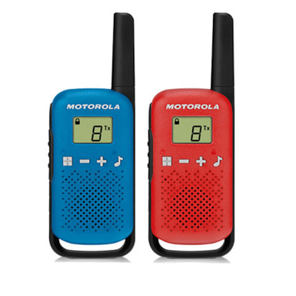Motorola RED - Walkie Talkie, 20 Kanaler, Räckvidd 4 km, Röd, Blå, 2 Enheter