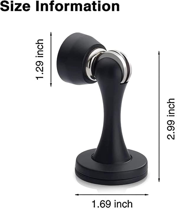 Magnetisk Dørstopper, Sort Dørstopper, Væg- og Gulvmonteret Magnet