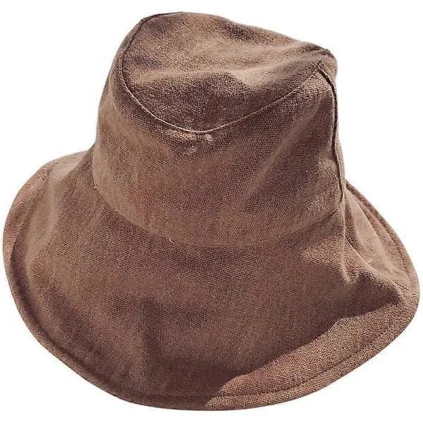 HA~Sommerhat til kvinder, bredskygget, foldbar solhat til rejser, anti-UV strandhat, 100% børstet bomuld, udendørshat
